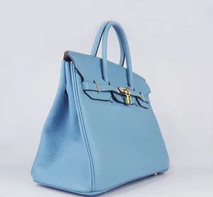 Trendy Inspired Hermes Birkin 35cm Togo Leather Handbags Light Blue Golden