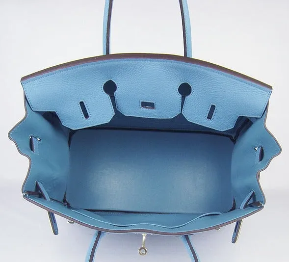 Trendy Inspired Hermes Birkin 35cm Togo Leather Handbags Light Blue Golden