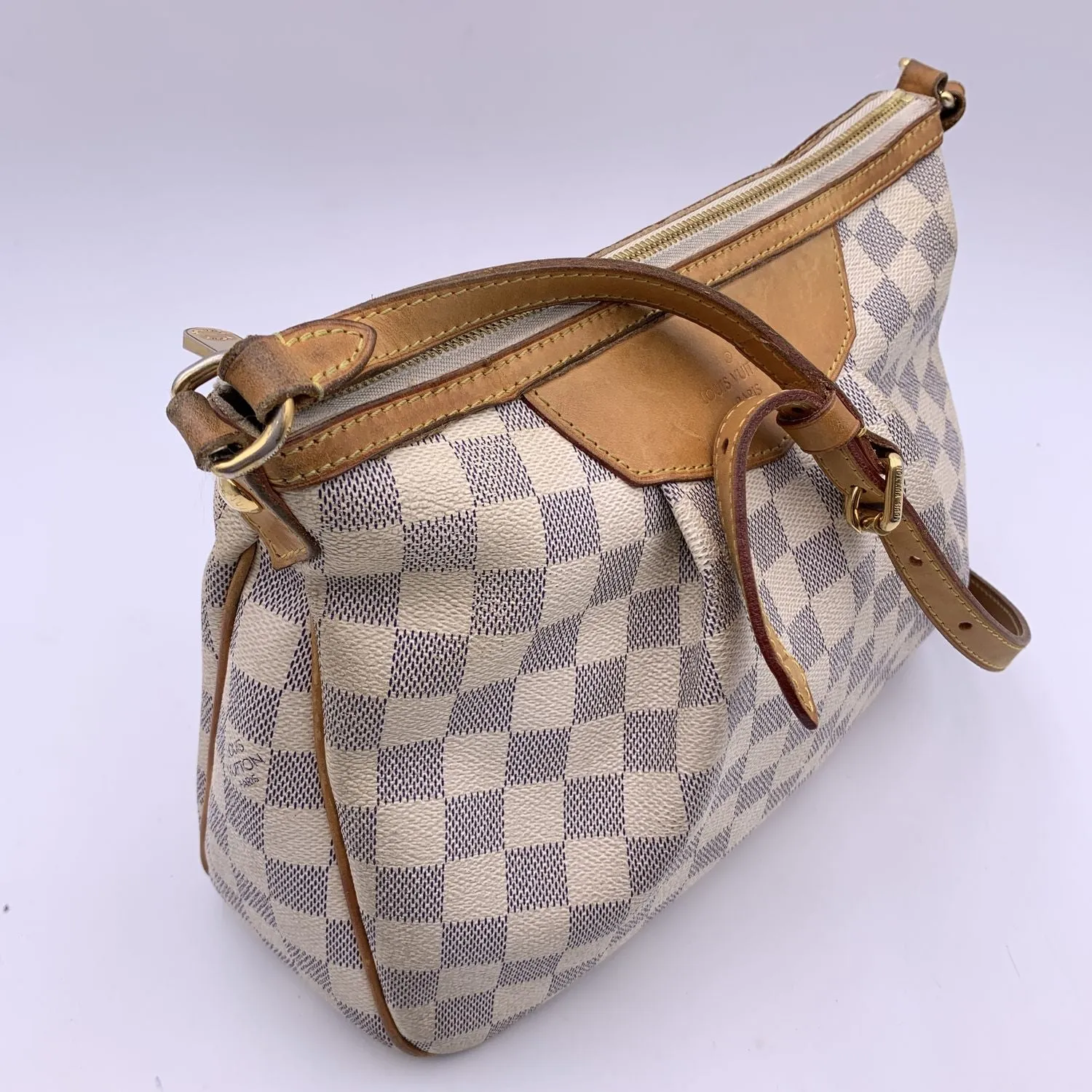 Trendy Inspired Louis Vuitton Damier Azur Canvas Siracusa Pm Shoulder Bag