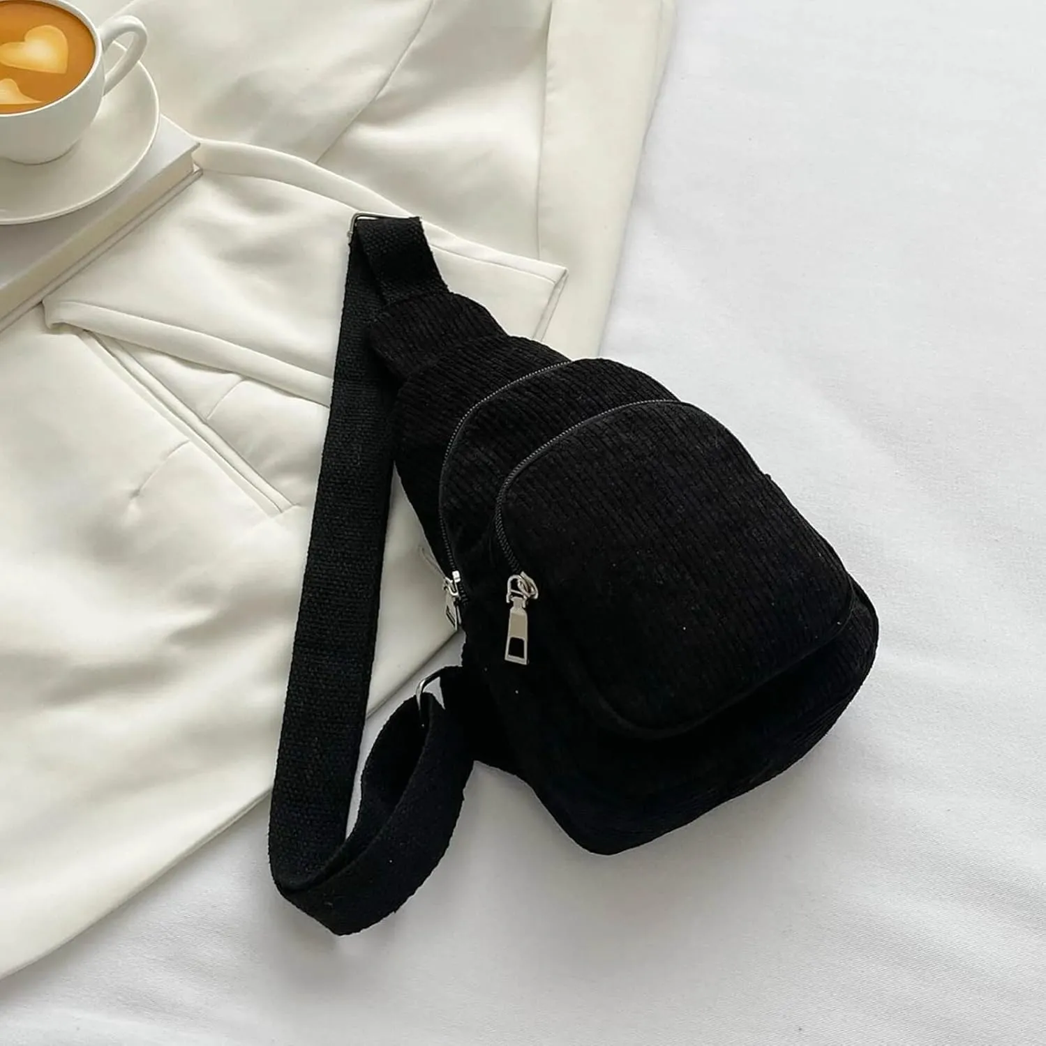 Trendy Sling Bag Bakpack Mini Corduroy Sling Bag Women Shoulder Bag Chest Bag Purse Bag Package