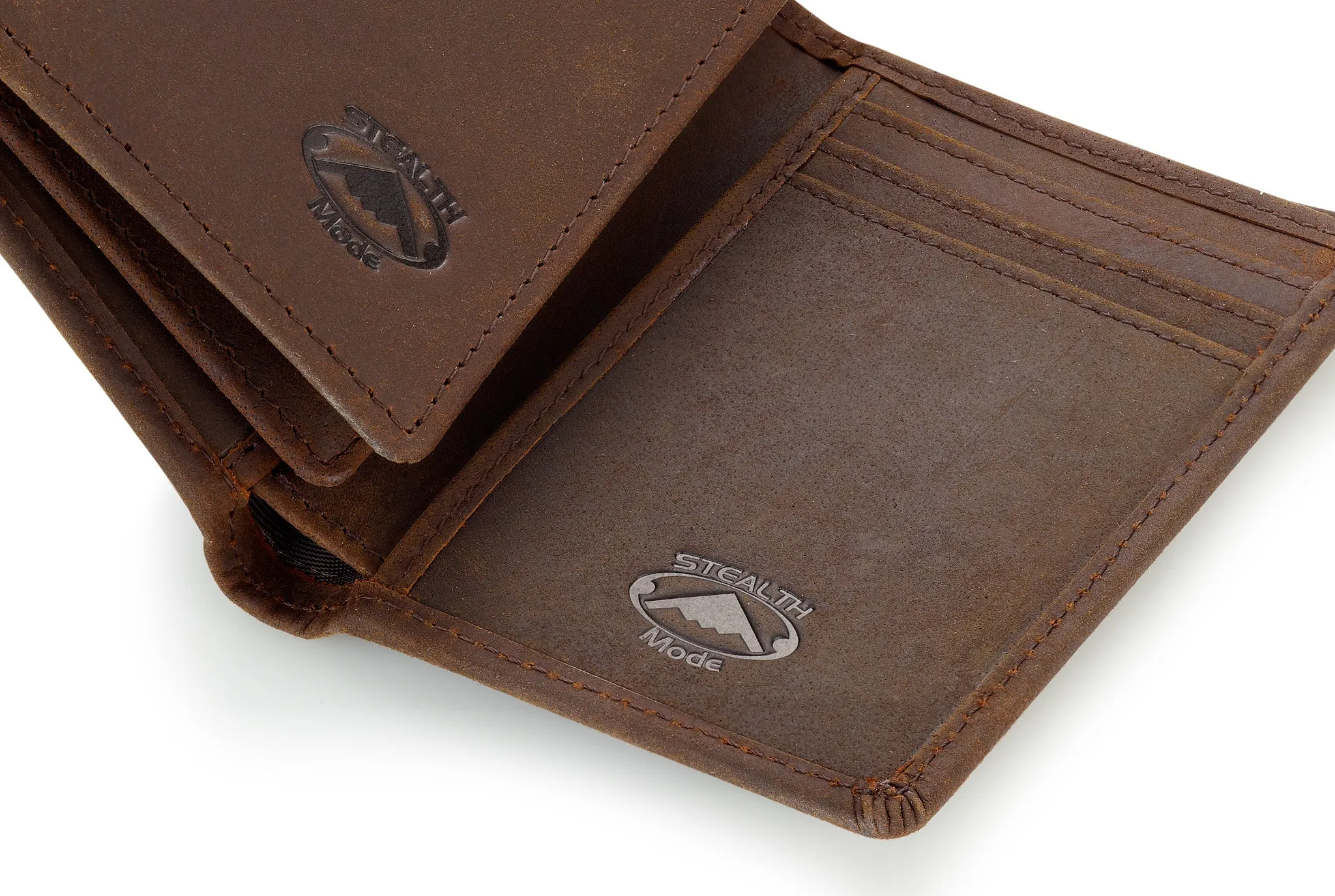 Trifold Leather Wallet for Men with ID Holder and RFID Blocking (Brown)