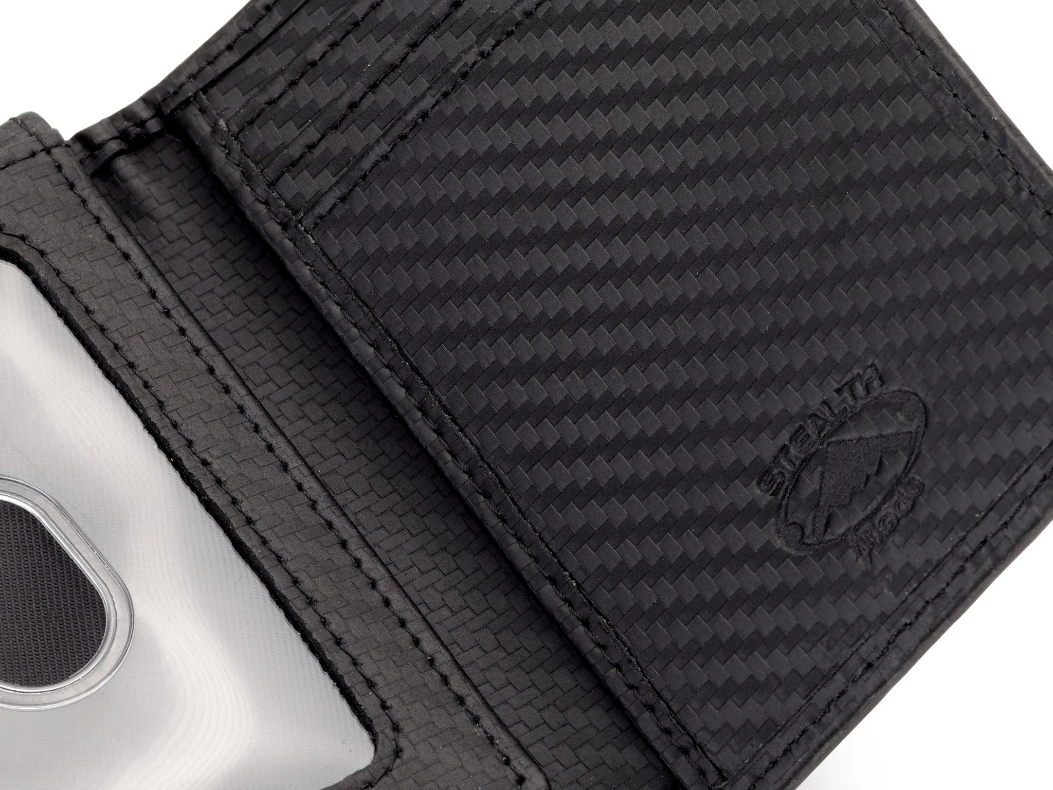 Trifold Leather Wallet for Men with ID Holder and RFID Blocking (Carbon Fiber)