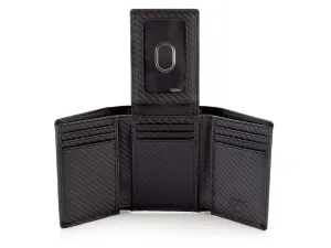 Trifold Leather Wallet for Men with ID Holder and RFID Blocking (Carbon Fiber)