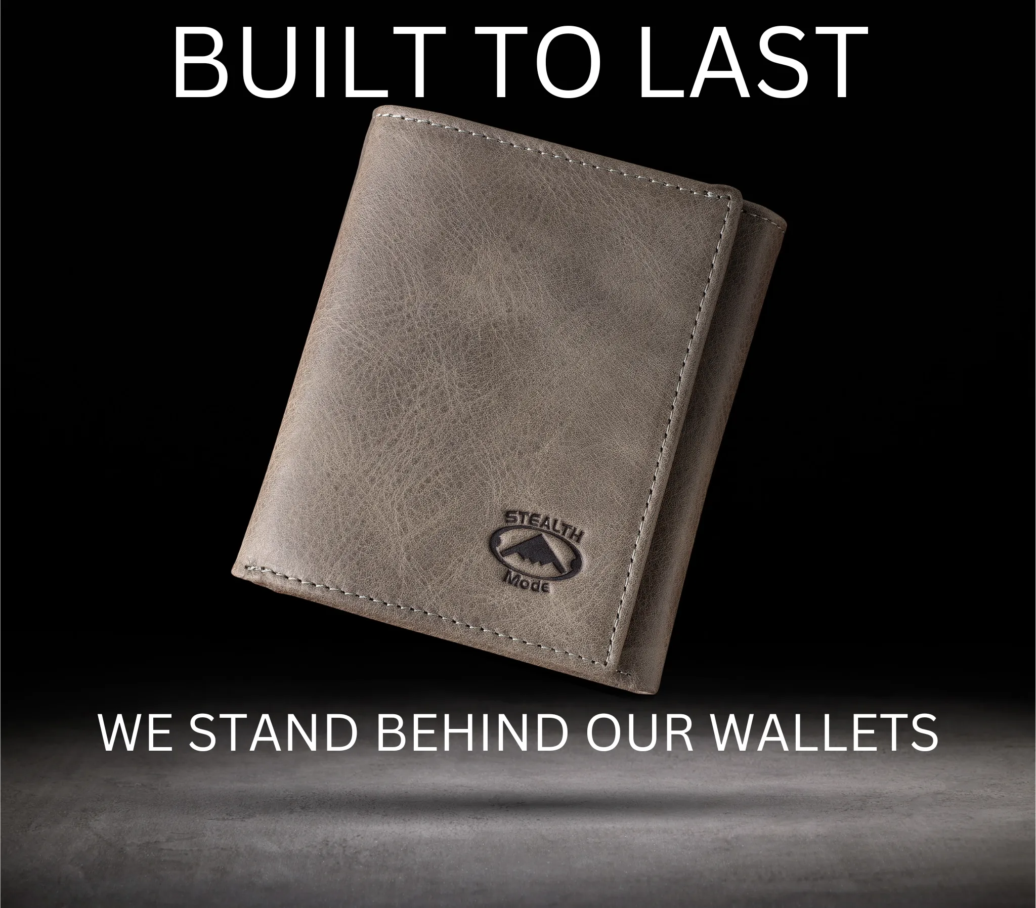 Trifold Leather Wallet for Men with ID Holder and RFID Blocking (Grey)