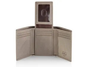 Trifold Leather Wallet for Men with ID Holder and RFID Blocking (Grey)