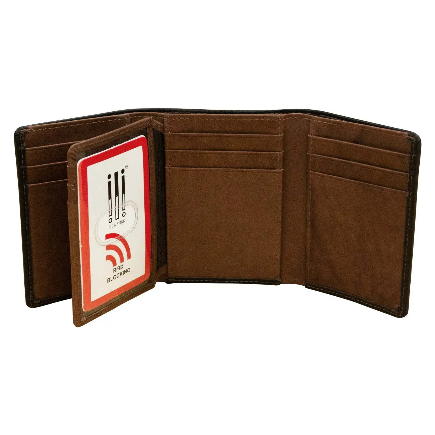 Trifold Men's Wallet with Middle Flip I.D. Window