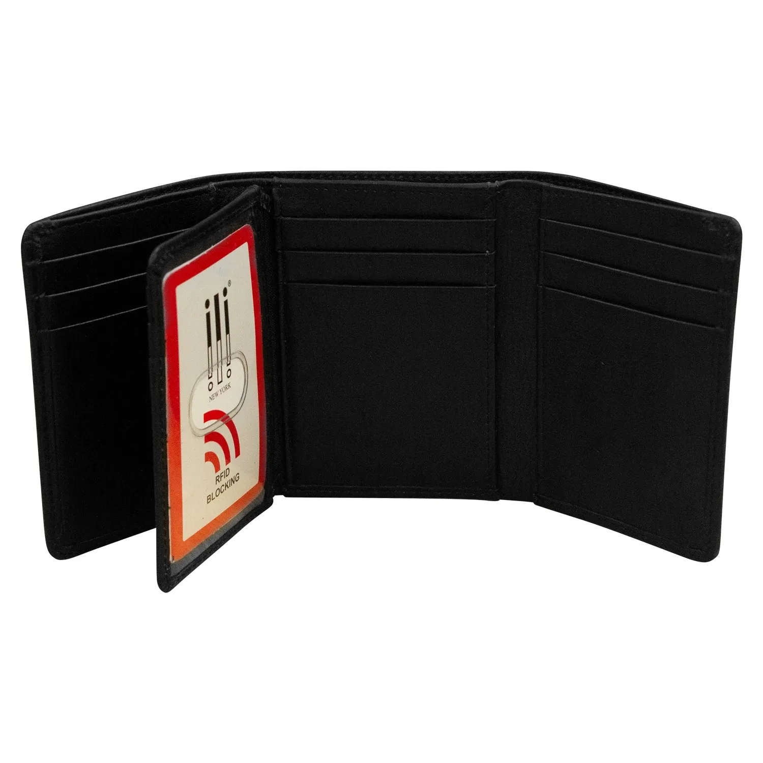Trifold Men's Wallet with Middle Flip I.D. Window