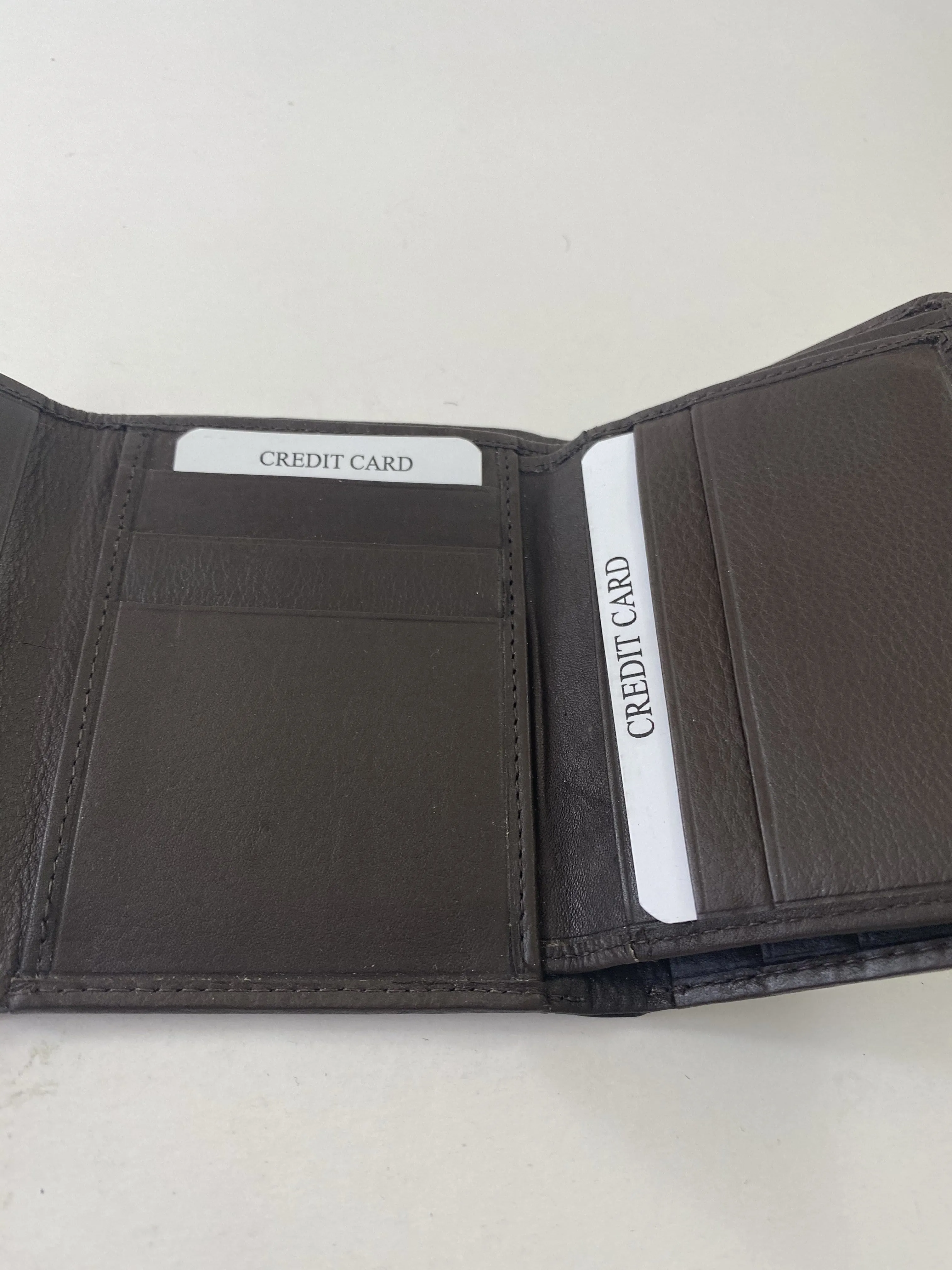 Trifold Wallet Featuring ID Window, 12 Credit Card Slots with Genuine Leather - 2104