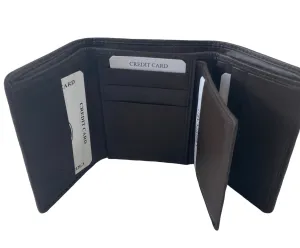 Trifold Wallet Featuring ID Window, 12 Credit Card Slots with Genuine Leather - 2104
