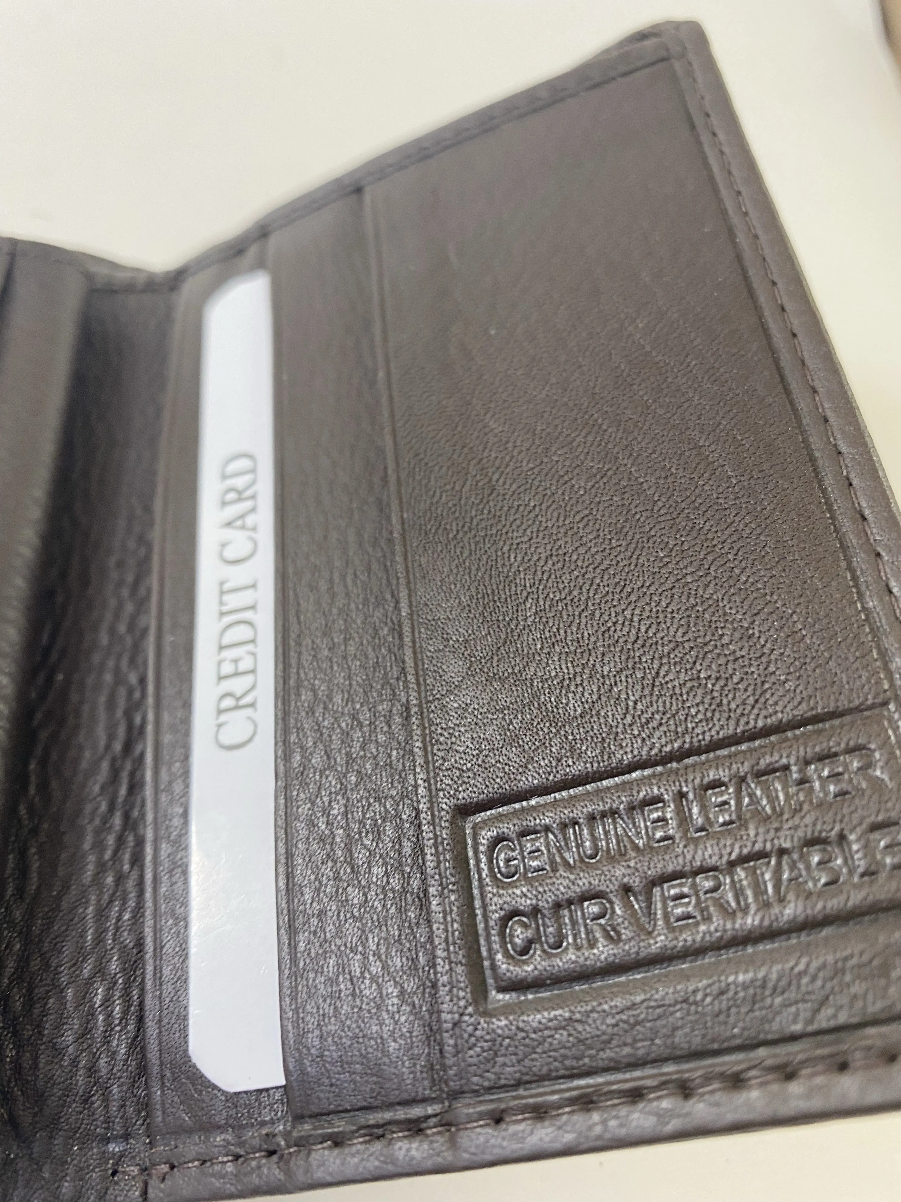 Trifold Wallet Featuring ID Window, 12 Credit Card Slots with Genuine Leather - 2104