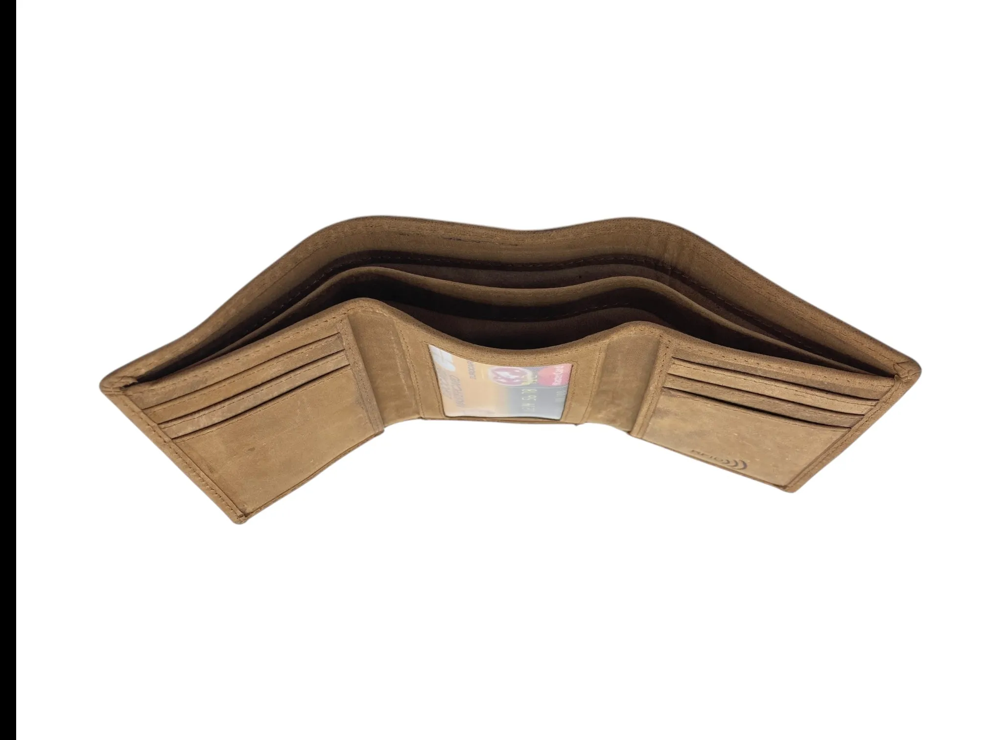 Trifold Wallet RFID Slim Wallets 10 Card Double Stitch # 1508 [Elastic]