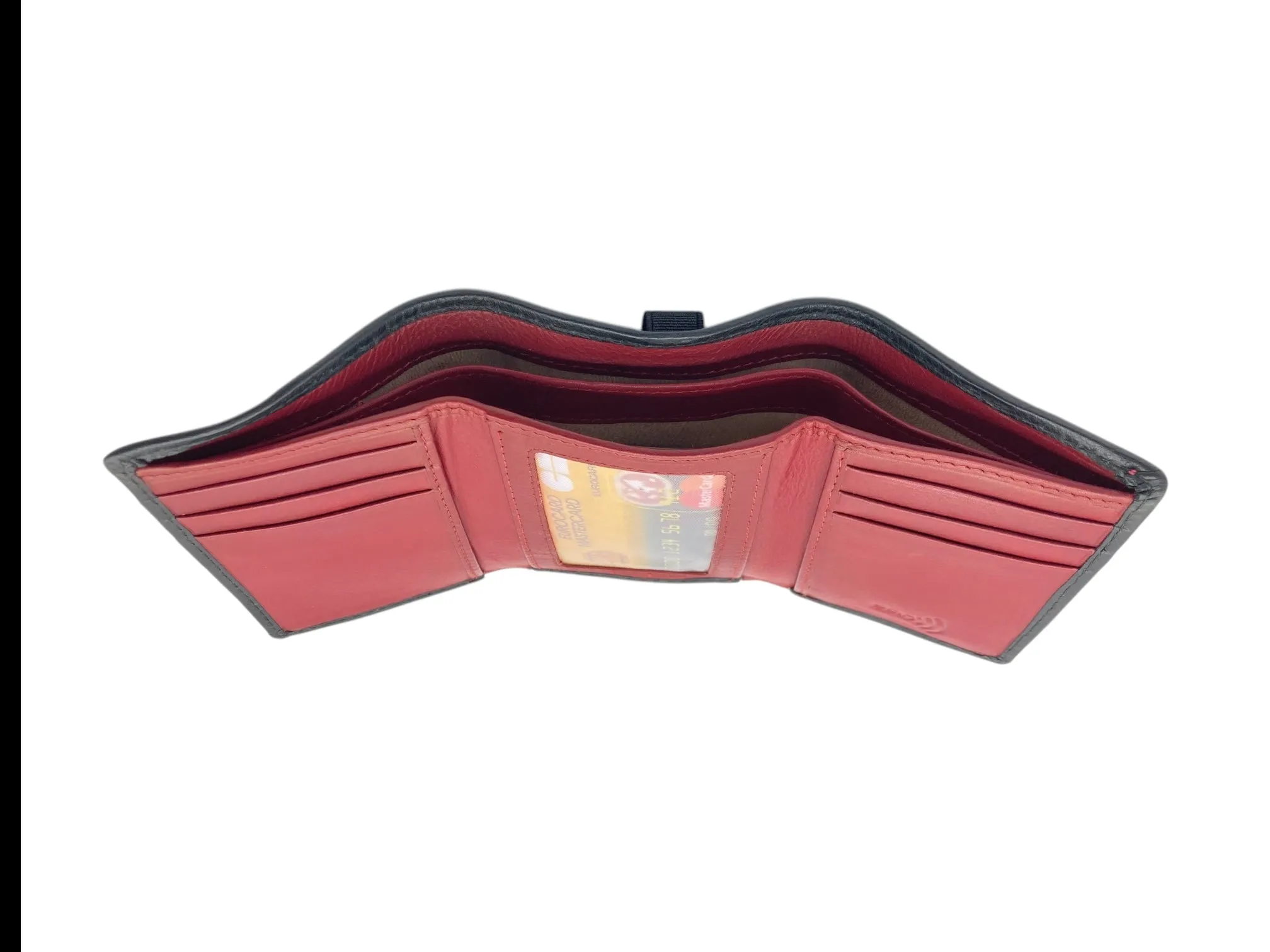 Trifold Wallet RFID Slim Wallets 10 Card Double Stitch # 1508 [Elastic]
