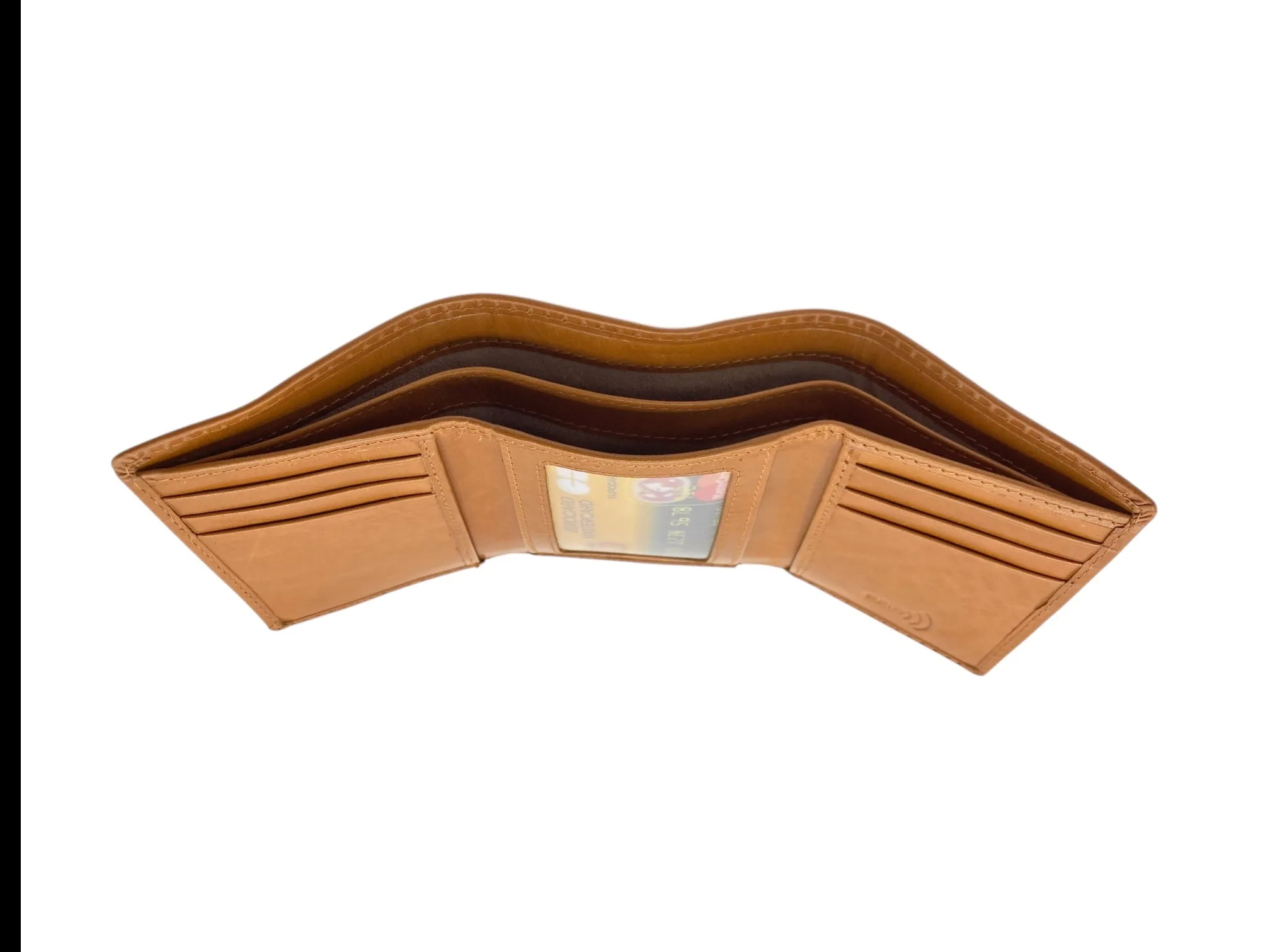 Trifold Wallet RFID Slim Wallets 10 Card Double Stitch # 1508 [Elastic]
