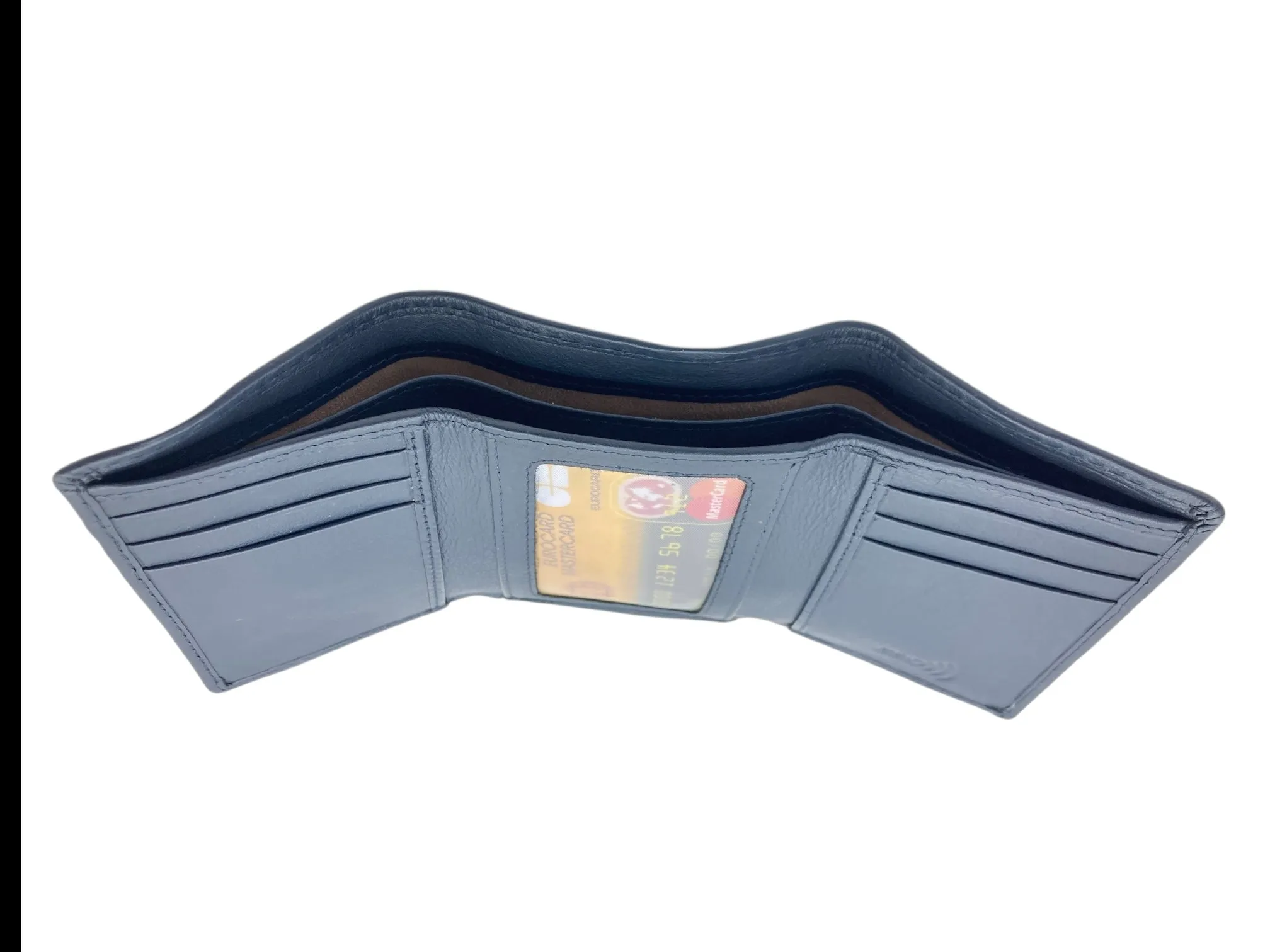 Trifold Wallet RFID Slim Wallets 10 Card Double Stitch # 1508 [Elastic]