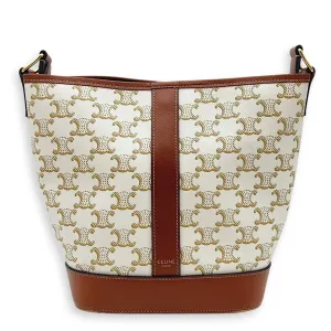 Triomphe Bucket Bag Brown in Coated Canvas, Gold hardware