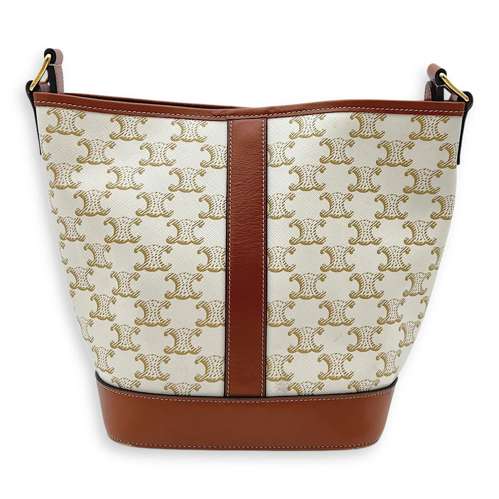 Triomphe Bucket Bag Brown in Coated Canvas, Gold hardware