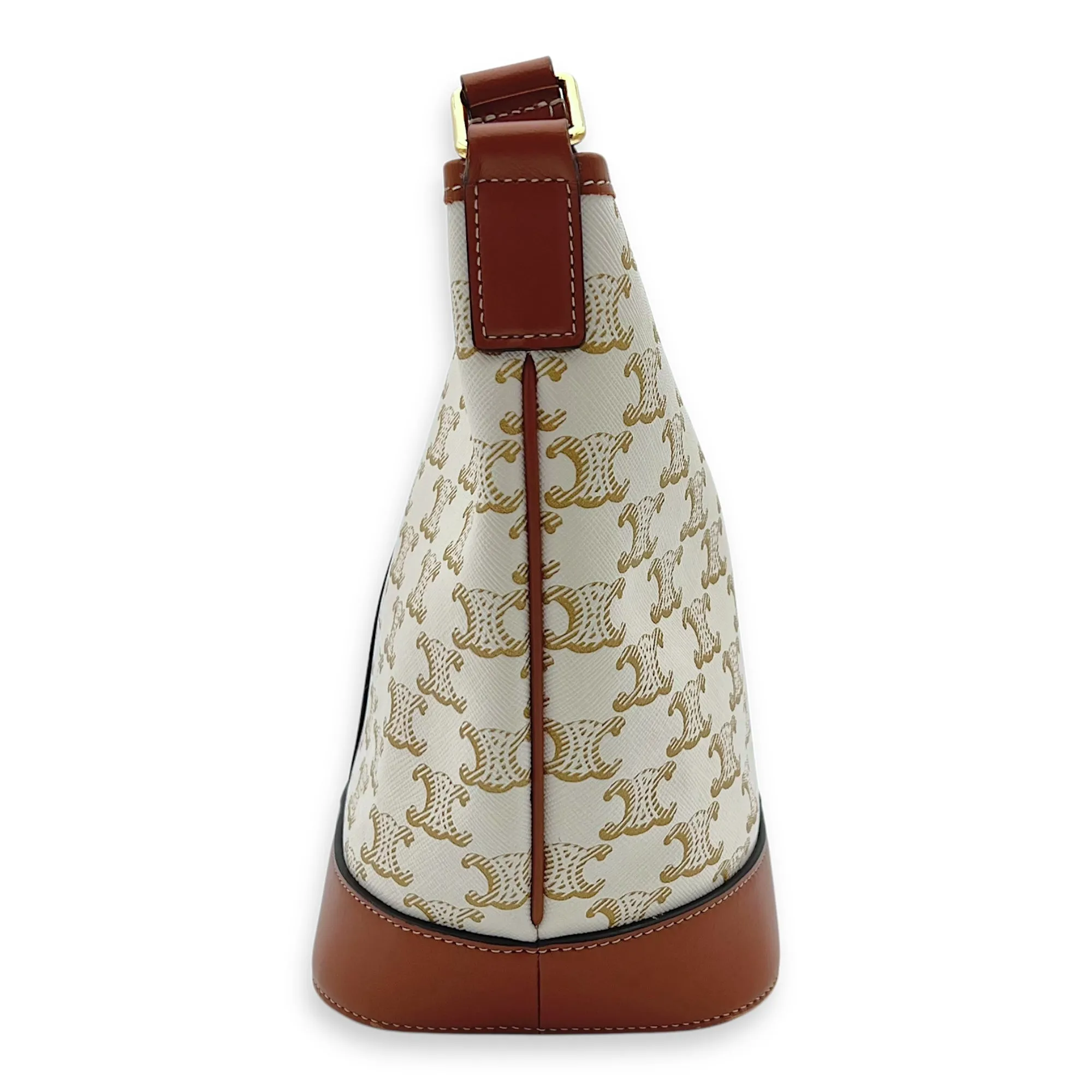 Triomphe Bucket Bag Brown in Coated Canvas, Gold hardware