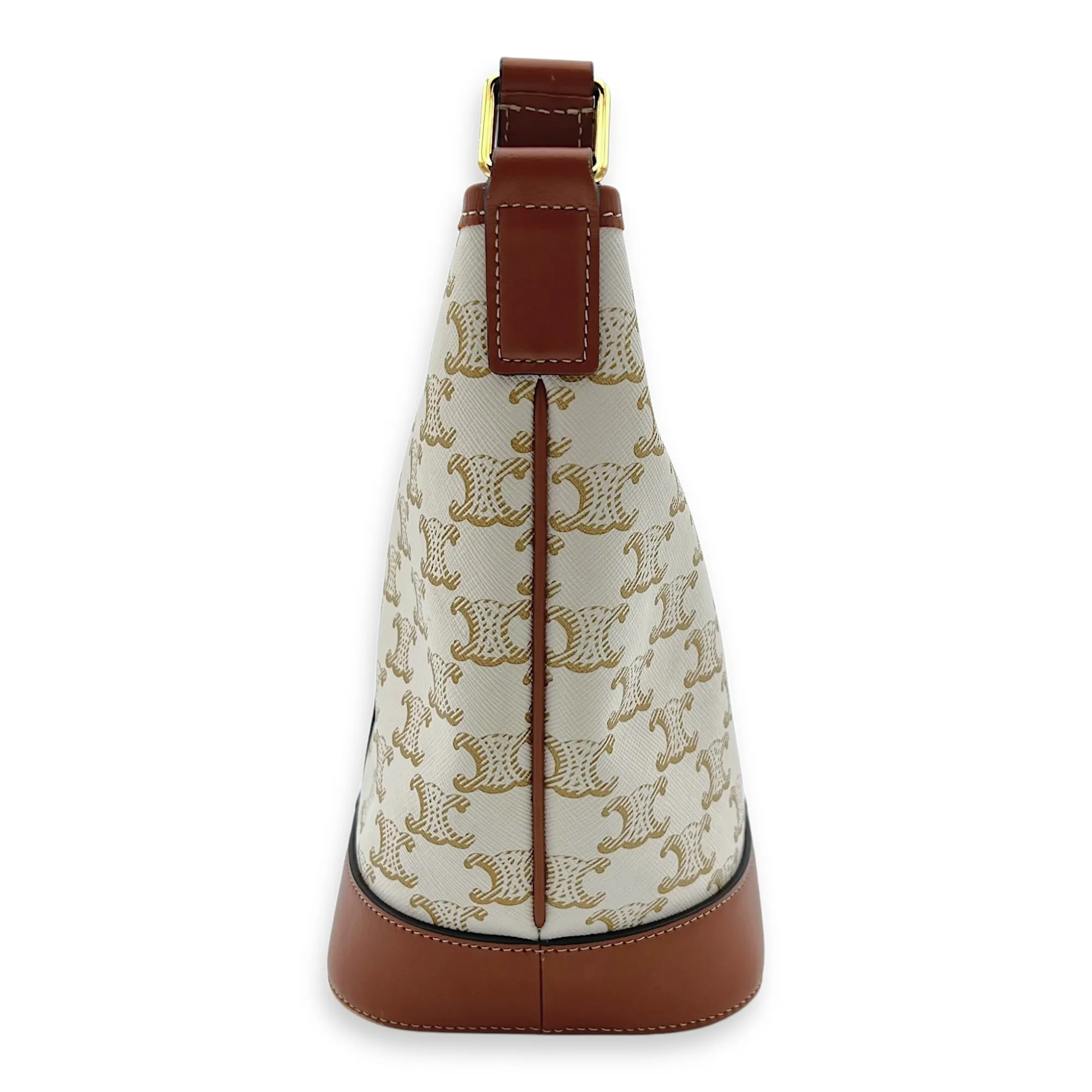Triomphe Bucket Bag Brown in Coated Canvas, Gold hardware