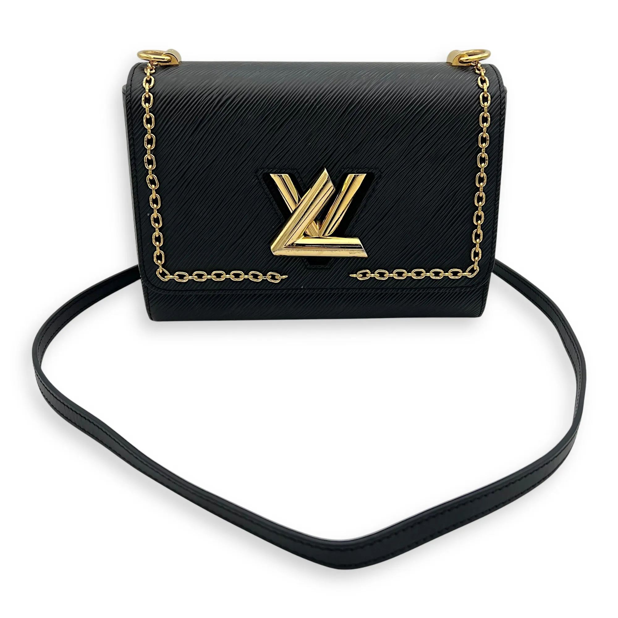 Twist Crossbody Bag MM Black in Epi Leather, Gold hardware