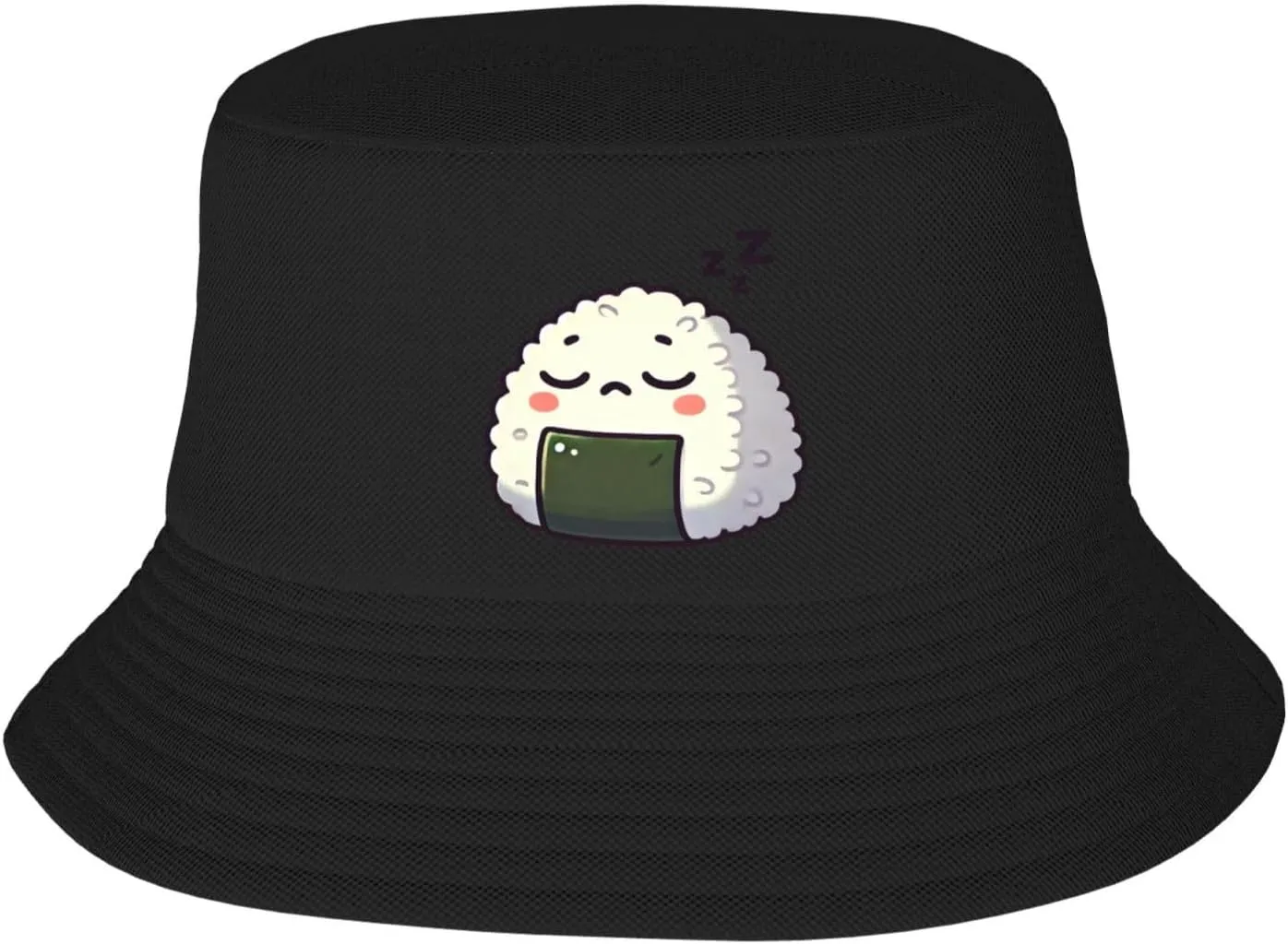 Unisex Bucket Hats for White Sushi Rice Balls Sleeping Sun Beach Hat Wide Brim Summer Fisherman's Caps UPF 50 