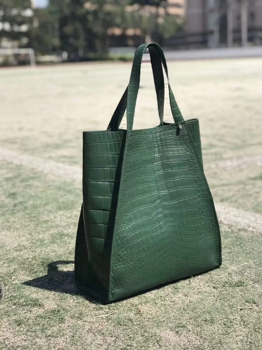 Unisex  Crocodile Belly Leather Large  Hobo Bags