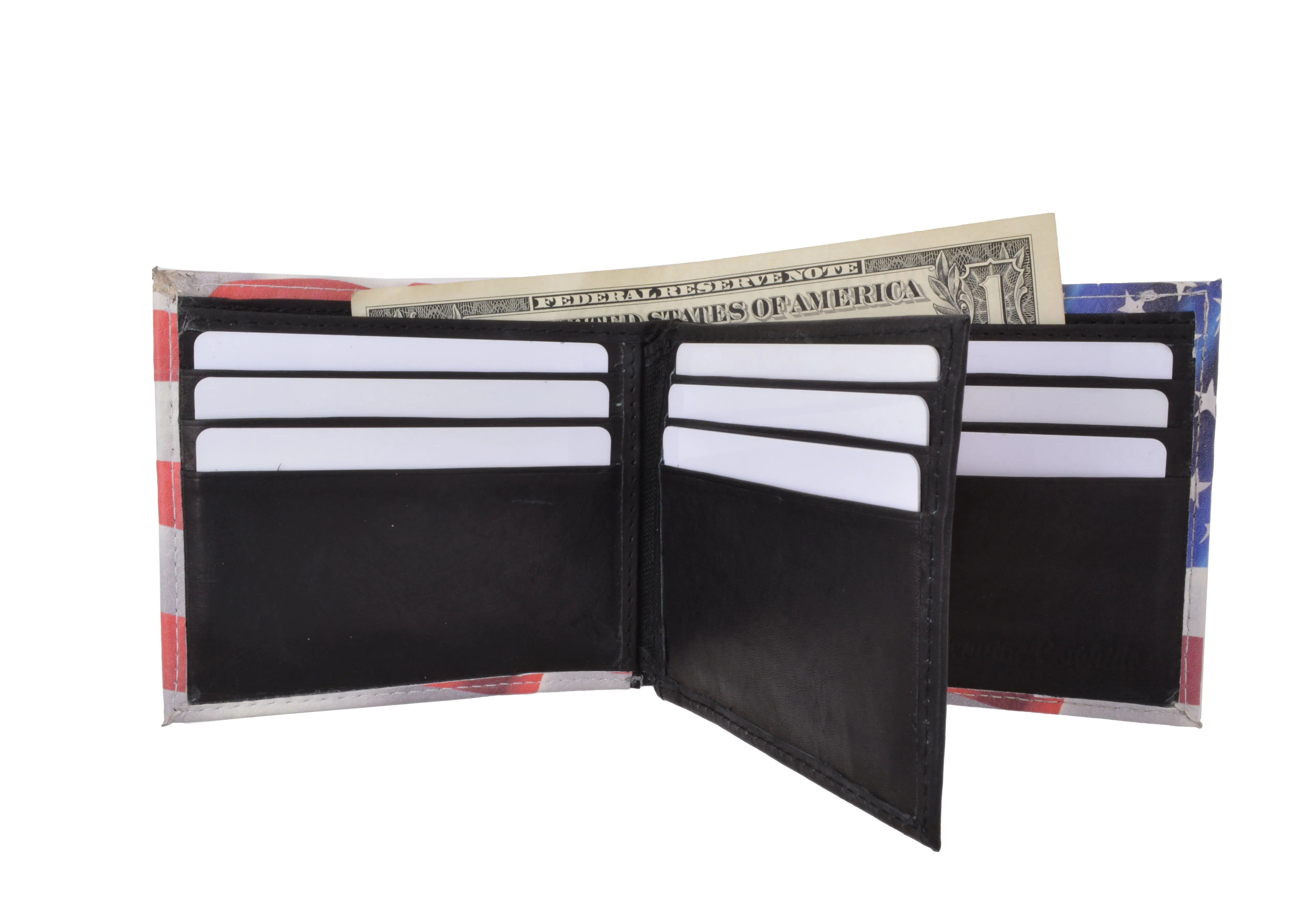 USA Print Inside & Out Genuine Leather Wallet
