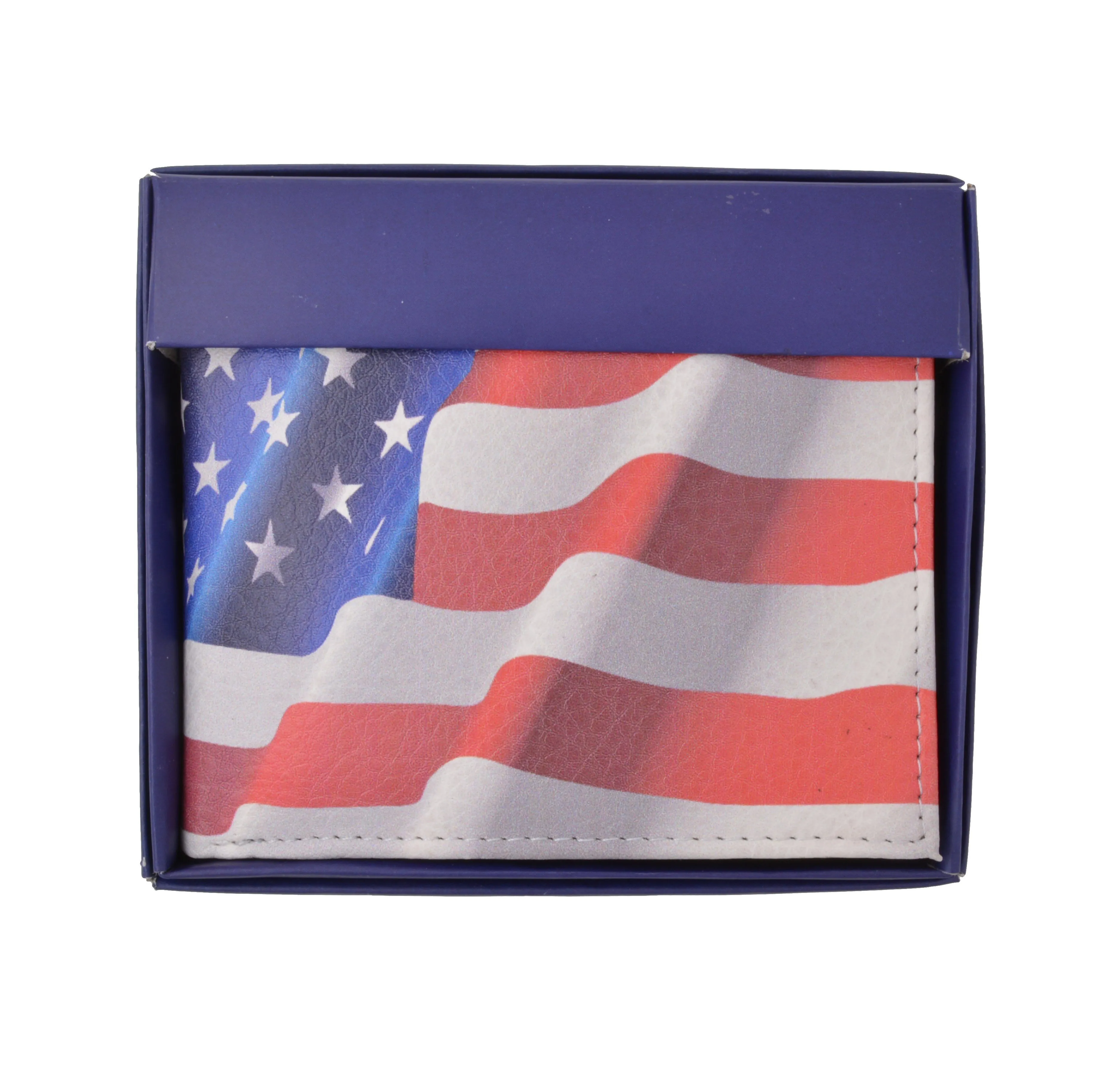 USA Print Inside & Out Genuine Leather Wallet