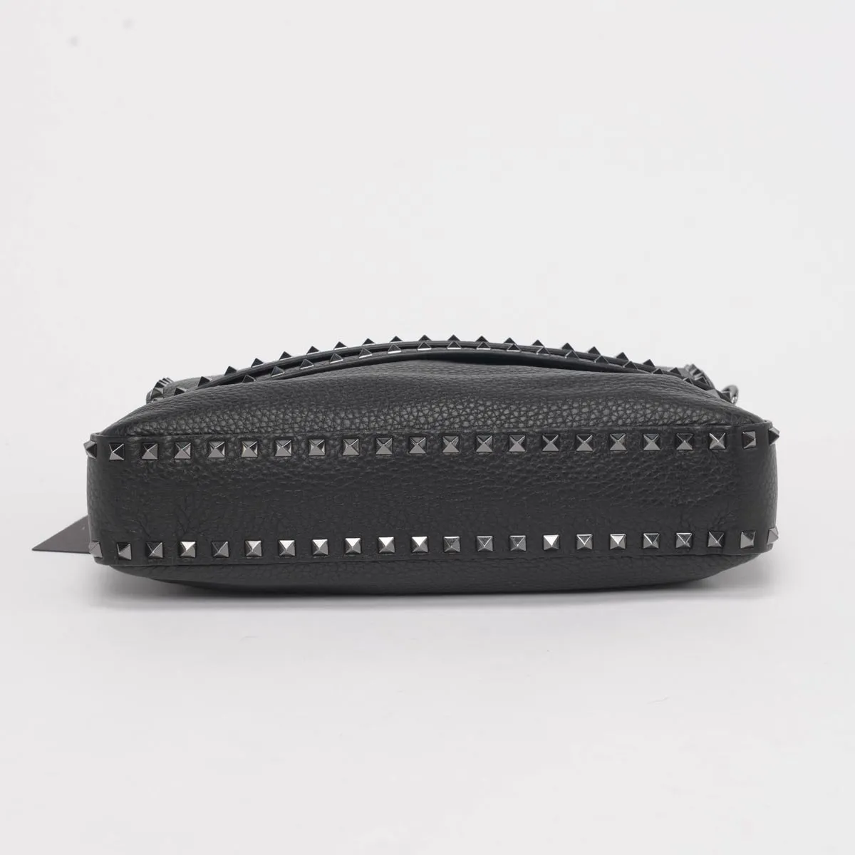 Valentino Black Grained Calfskin Rockstud Messenger Bag