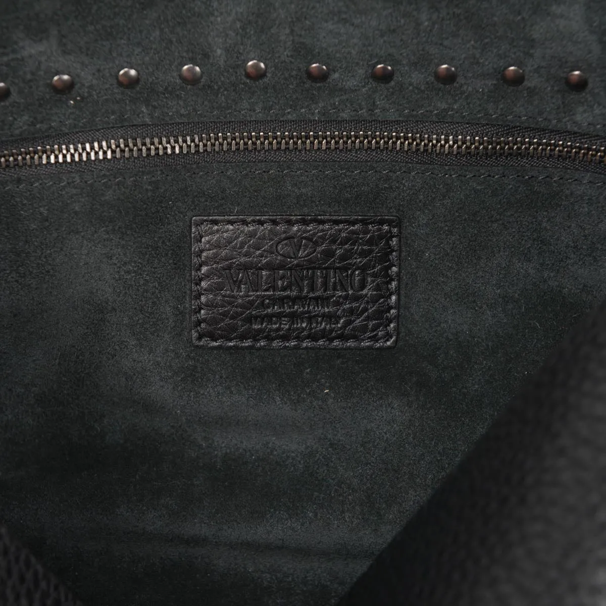 Valentino Black Grained Calfskin Rockstud Messenger Bag