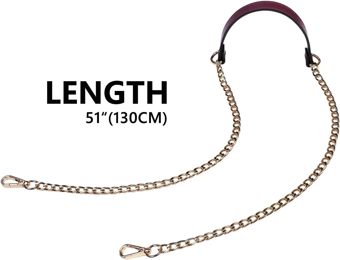 VanEnjoy 12MM Replacement Chain & Genuine Leather Shoulder Crossbody Straps for Handbags Purse Bags (Black) (Purple)