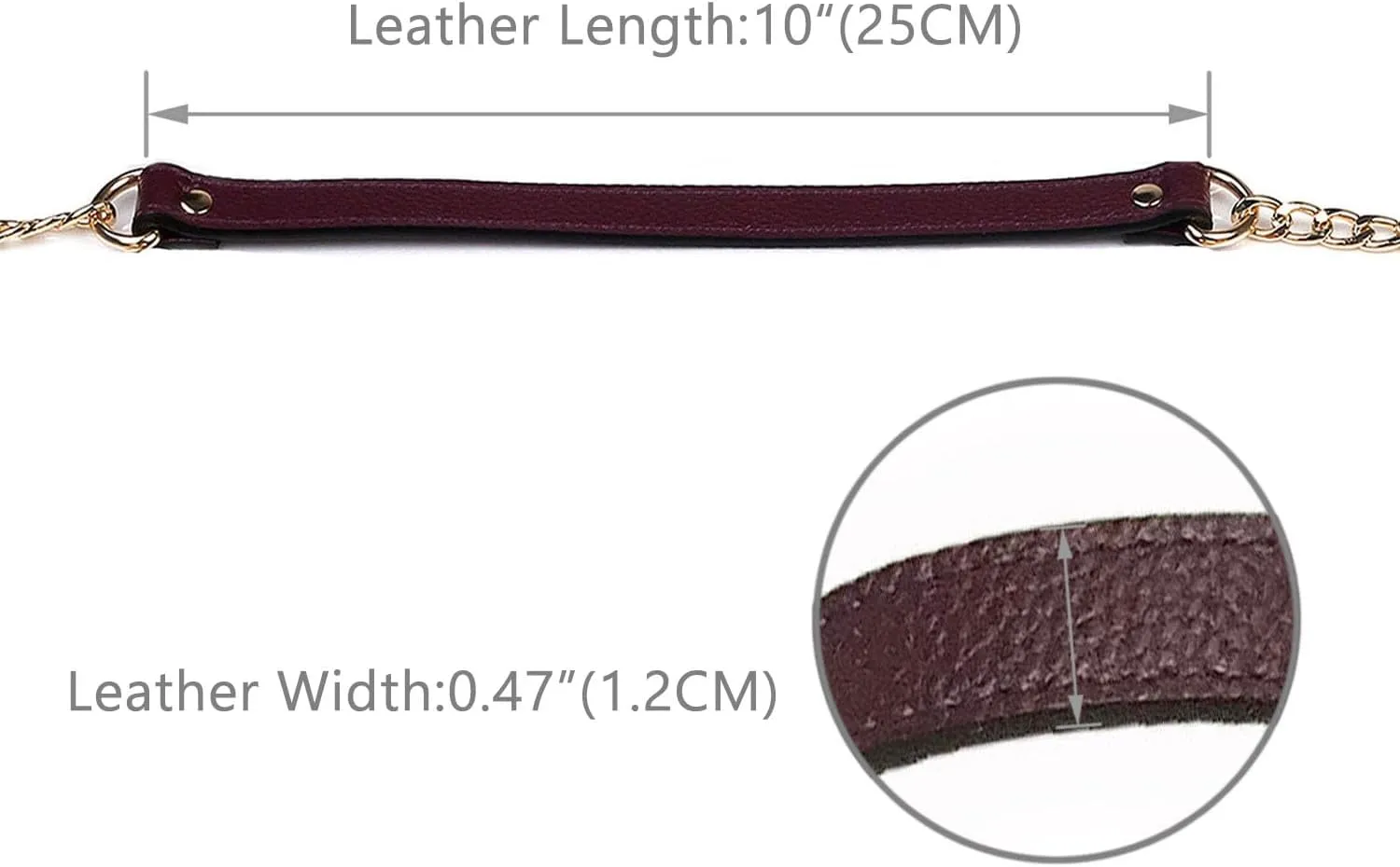 VanEnjoy 12MM Replacement Chain & Genuine Leather Shoulder Crossbody Straps for Handbags Purse Bags (Black) (Purple)