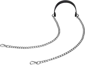 VanEnjoy 12MM Replacement Chain & Genuine Leather Shoulder Crossbody Straps for Handbags Purse Bags (Black-Silver Metal)