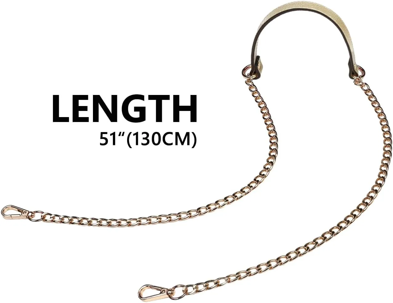 VanEnjoy 12MM Replacement Chain & Genuine Leather Shoulder Crossbody Straps for Handbags Purse Bags (Gold)