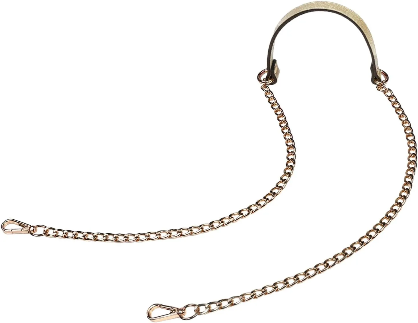 VanEnjoy 12MM Replacement Chain & Genuine Leather Shoulder Crossbody Straps for Handbags Purse Bags (Gold)