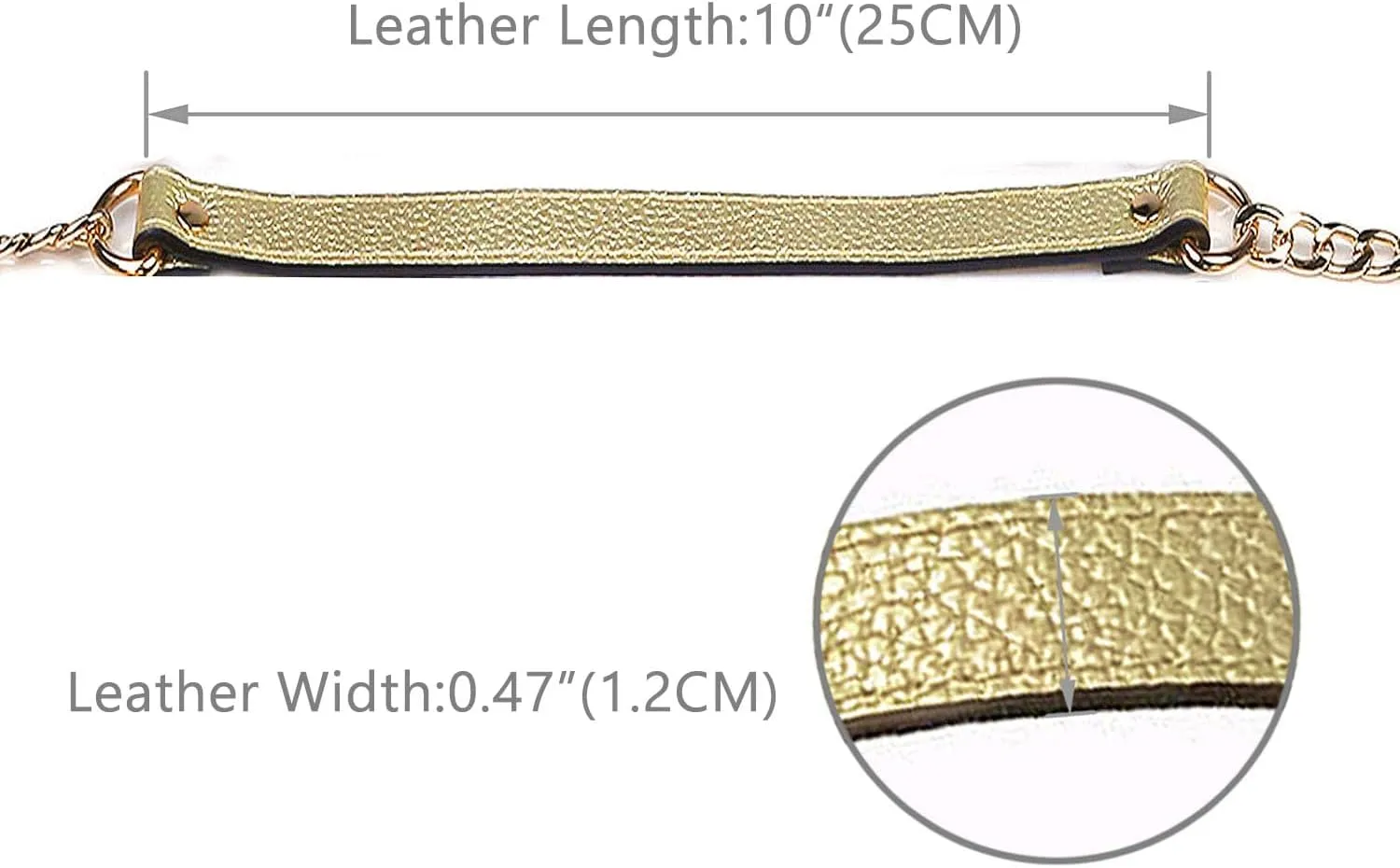 VanEnjoy 12MM Replacement Chain & Genuine Leather Shoulder Crossbody Straps for Handbags Purse Bags (Gold)