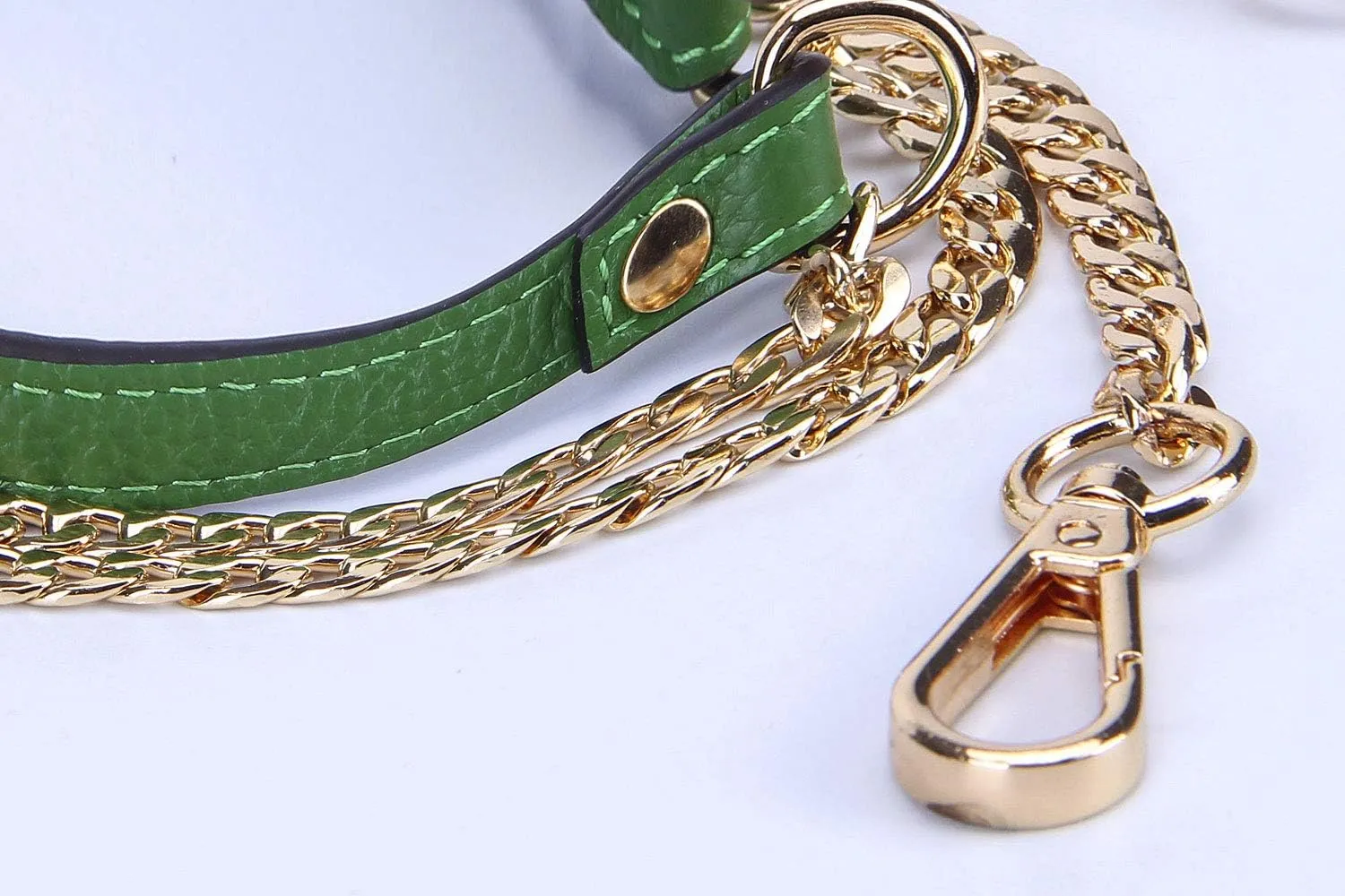 VanEnjoy 12MM Replacement Chain & Genuine Leather Shoulder Crossbody Straps for Handbags Purse Bags(Green)
