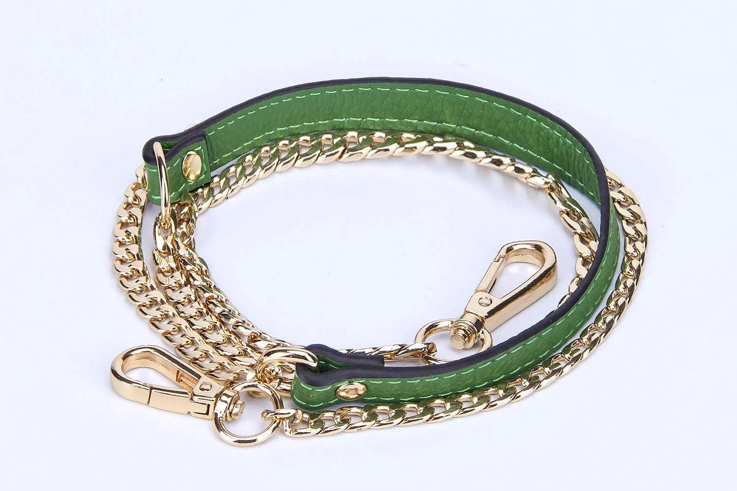 VanEnjoy 12MM Replacement Chain & Genuine Leather Shoulder Crossbody Straps for Handbags Purse Bags(Green)