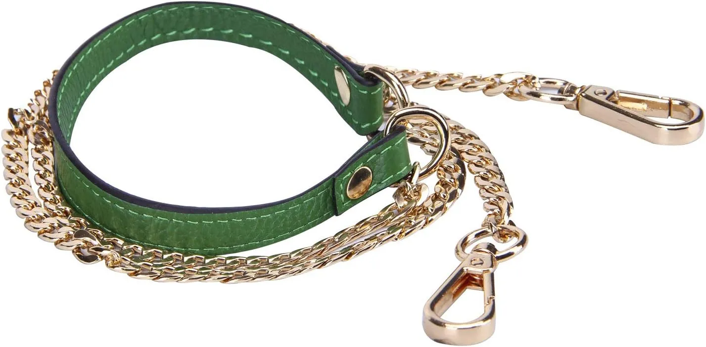 VanEnjoy 12MM Replacement Chain & Genuine Leather Shoulder Crossbody Straps for Handbags Purse Bags(Green)