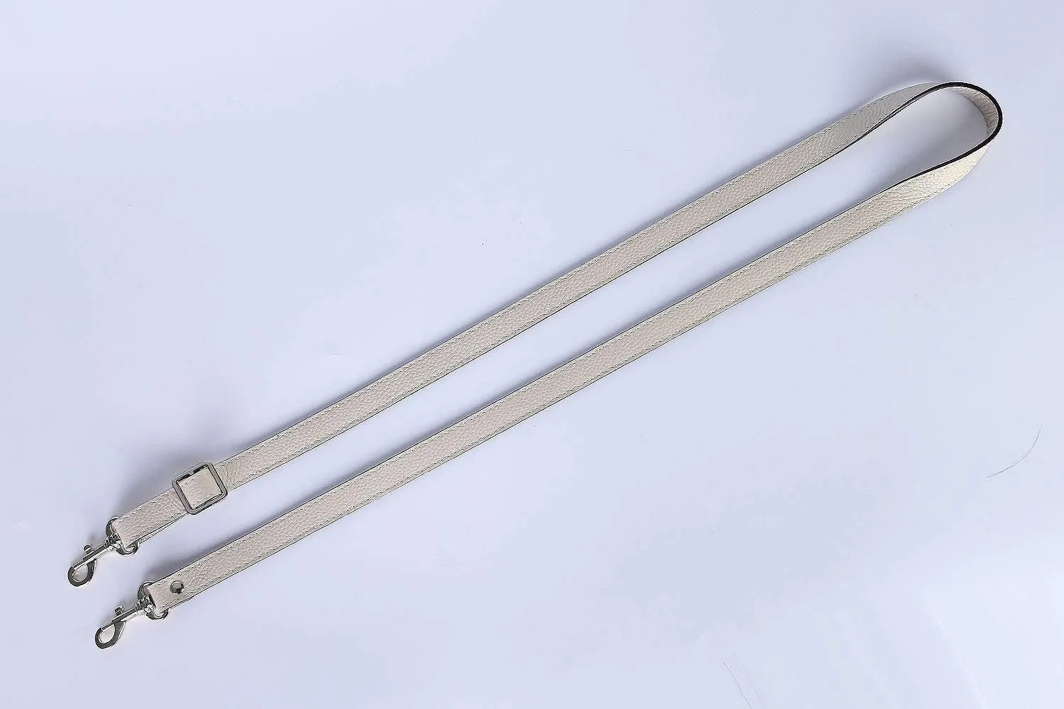 VanEnjoy Full Grain Leather Adjustable Crossbody Straps Replacement - 0.7 Wide, 25-51 Long (Beige-Silver Buckles)