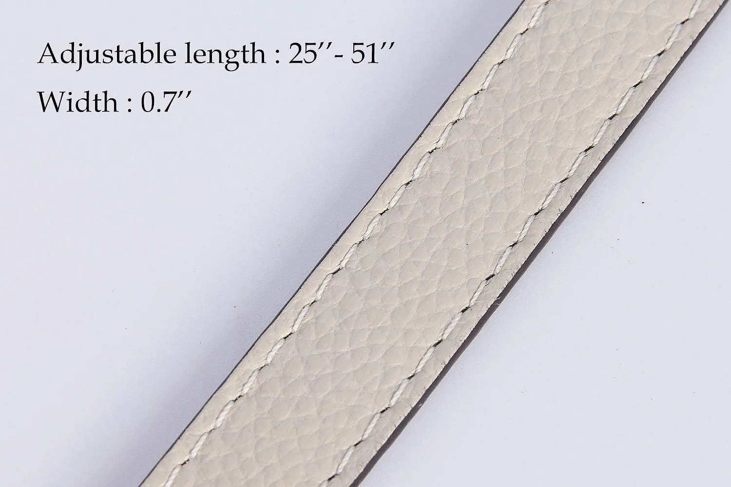 VanEnjoy Full Grain Leather Adjustable Crossbody Straps Replacement - 0.7 Wide, 25-51 Long (Beige-Silver Buckles)