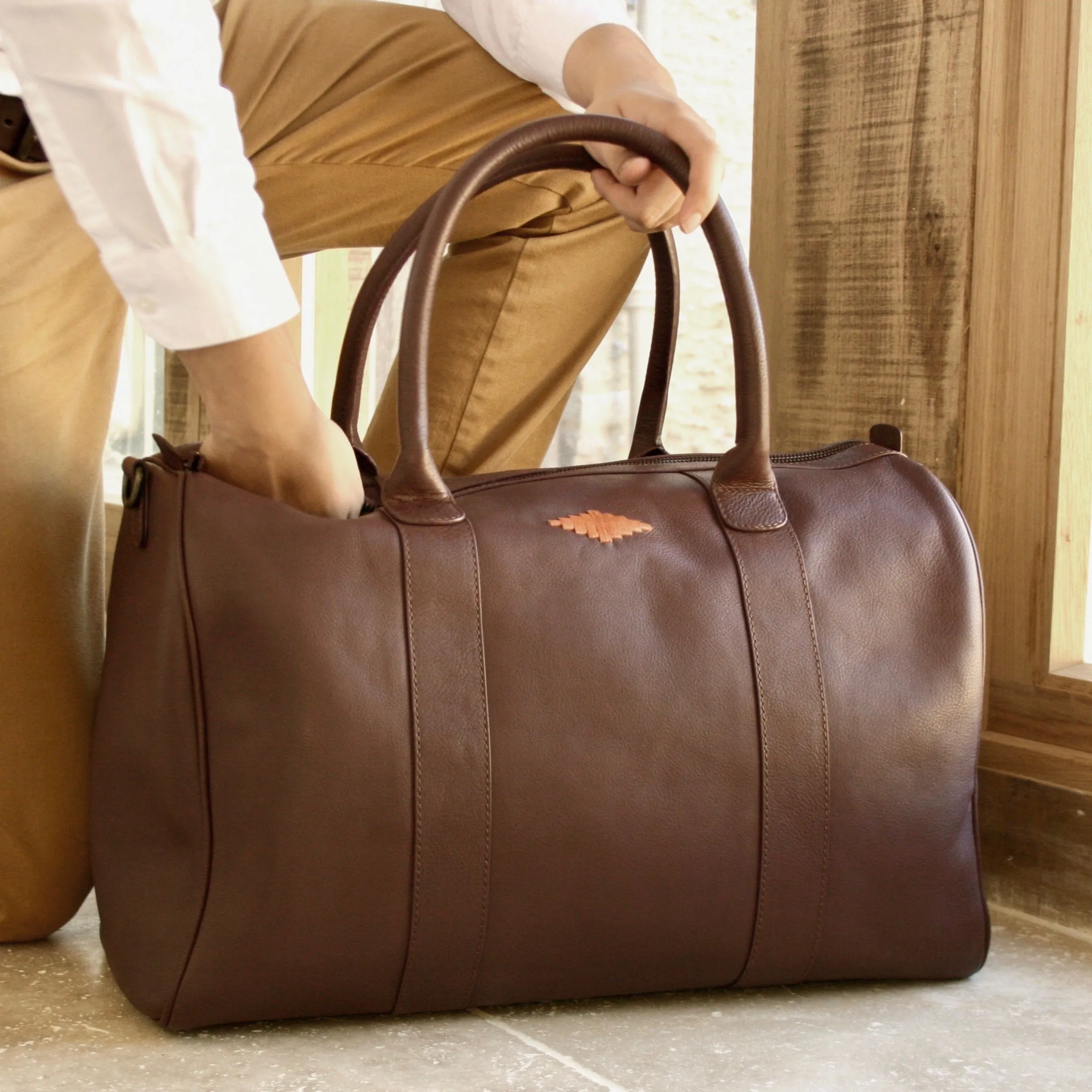 Varon small travel bag - brown leather