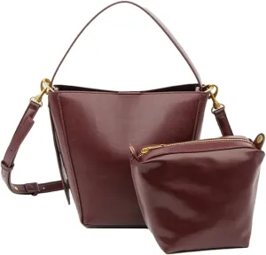 Vegan Leather Bucket Crossbody Bags for Women Small Shoulder Tote Purses Handbags Ladies Vintage Satchels 2pcs