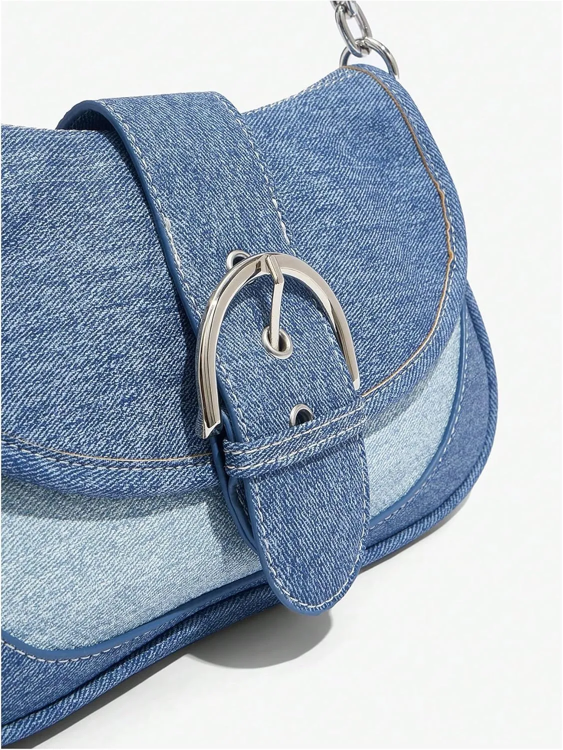 Verdusa Women's Flap Shoulder Bags Denim Handbags Underarm Satchel Handbag