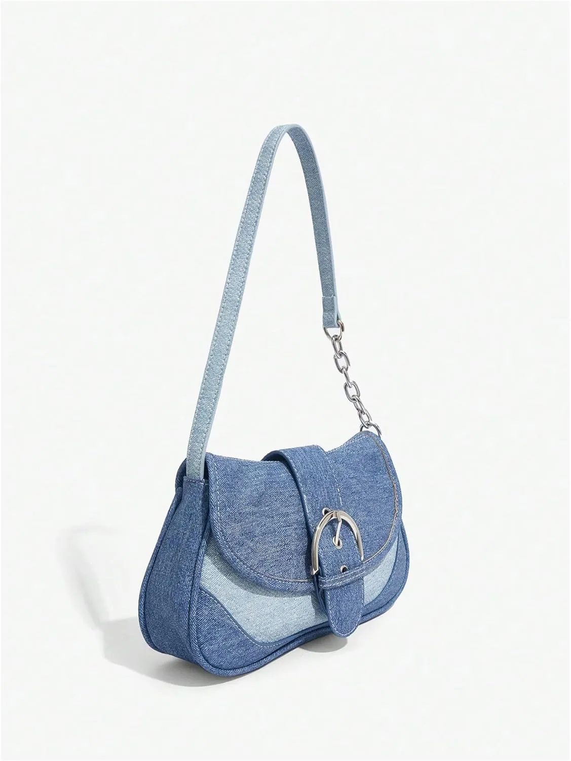 Verdusa Women's Flap Shoulder Bags Denim Handbags Underarm Satchel Handbag
