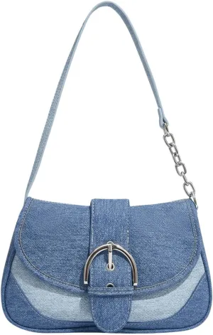 Verdusa Women's Flap Shoulder Bags Denim Handbags Underarm Satchel Handbag