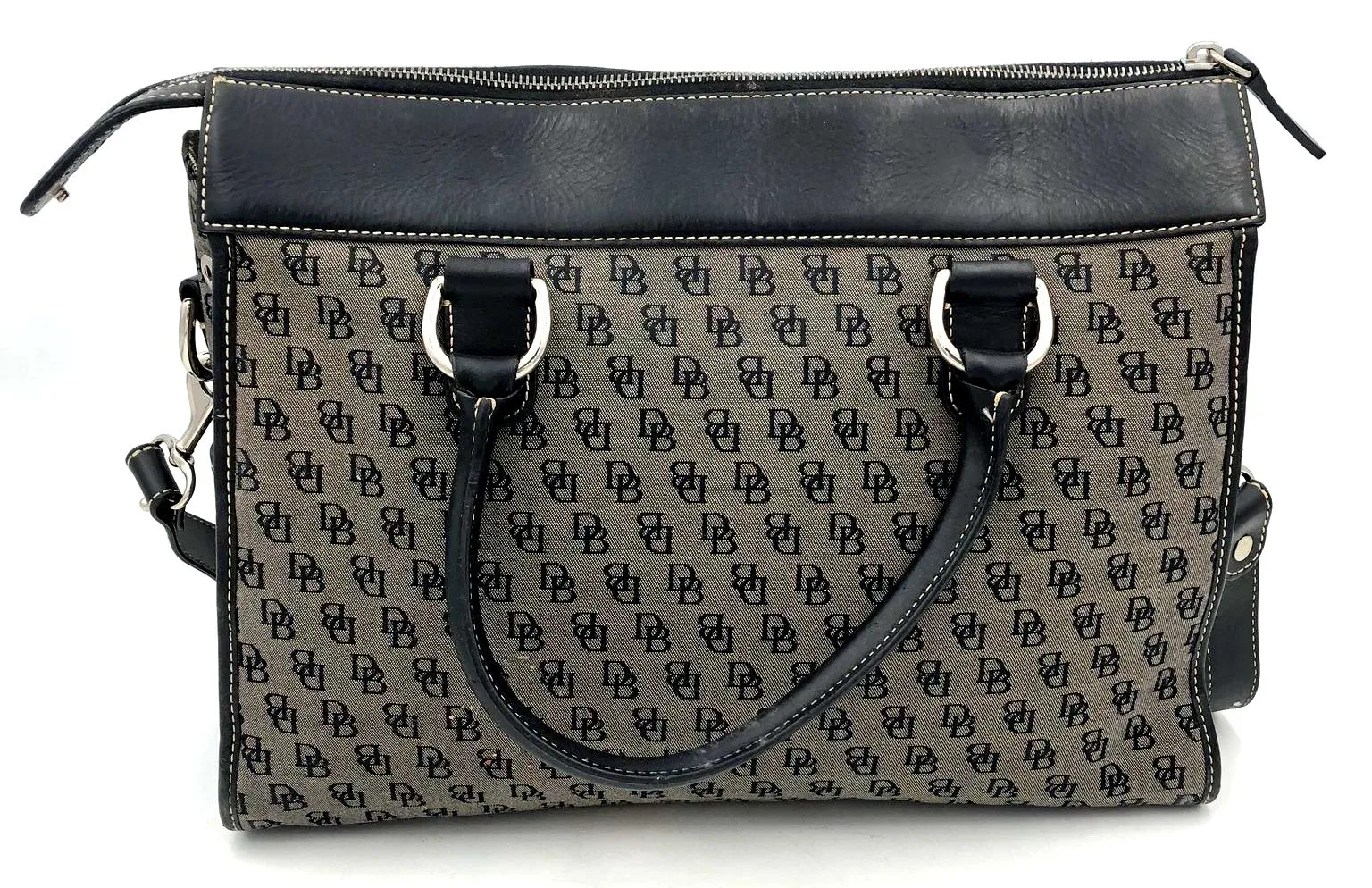 Vintage Authentic Dooney & Bourke Gray Black Luxury Satchel Bag - COA Included