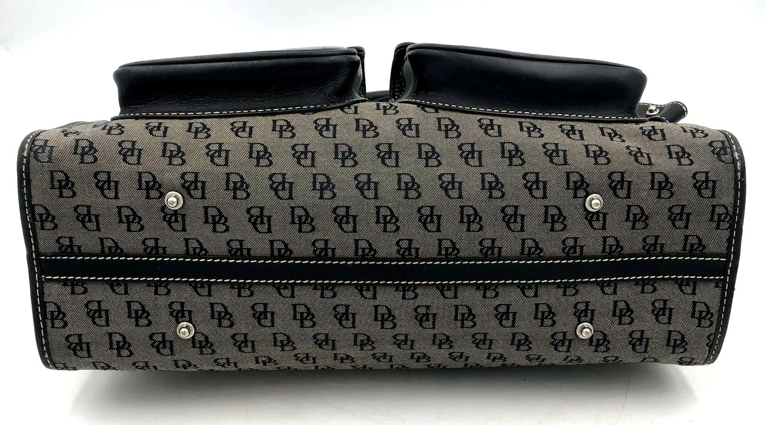 Vintage Authentic Dooney & Bourke Gray Black Luxury Satchel Bag - COA Included