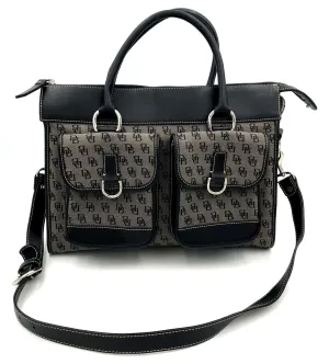Vintage Authentic Dooney & Bourke Gray Black Luxury Satchel Bag - COA Included