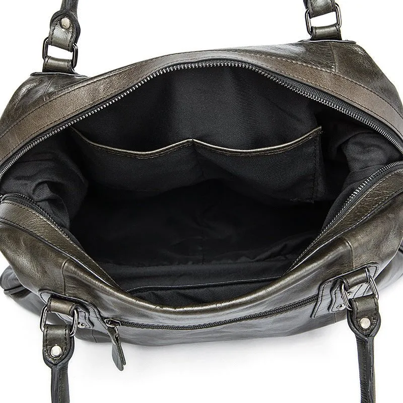 Vintage Leather Travel Weekender Bag for Mens/ Womens