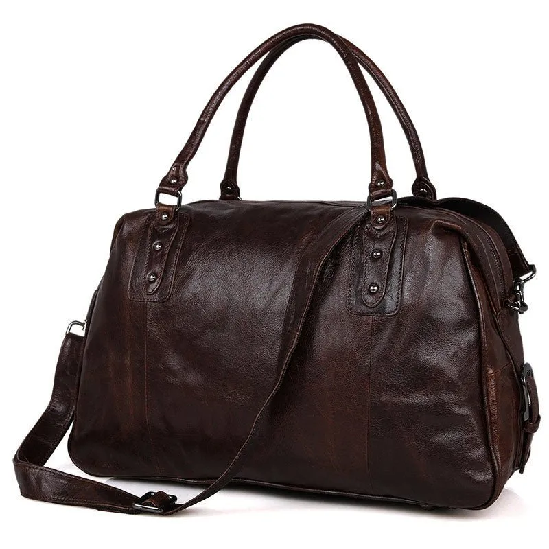 Vintage Leather Travel Weekender Bag for Mens/ Womens